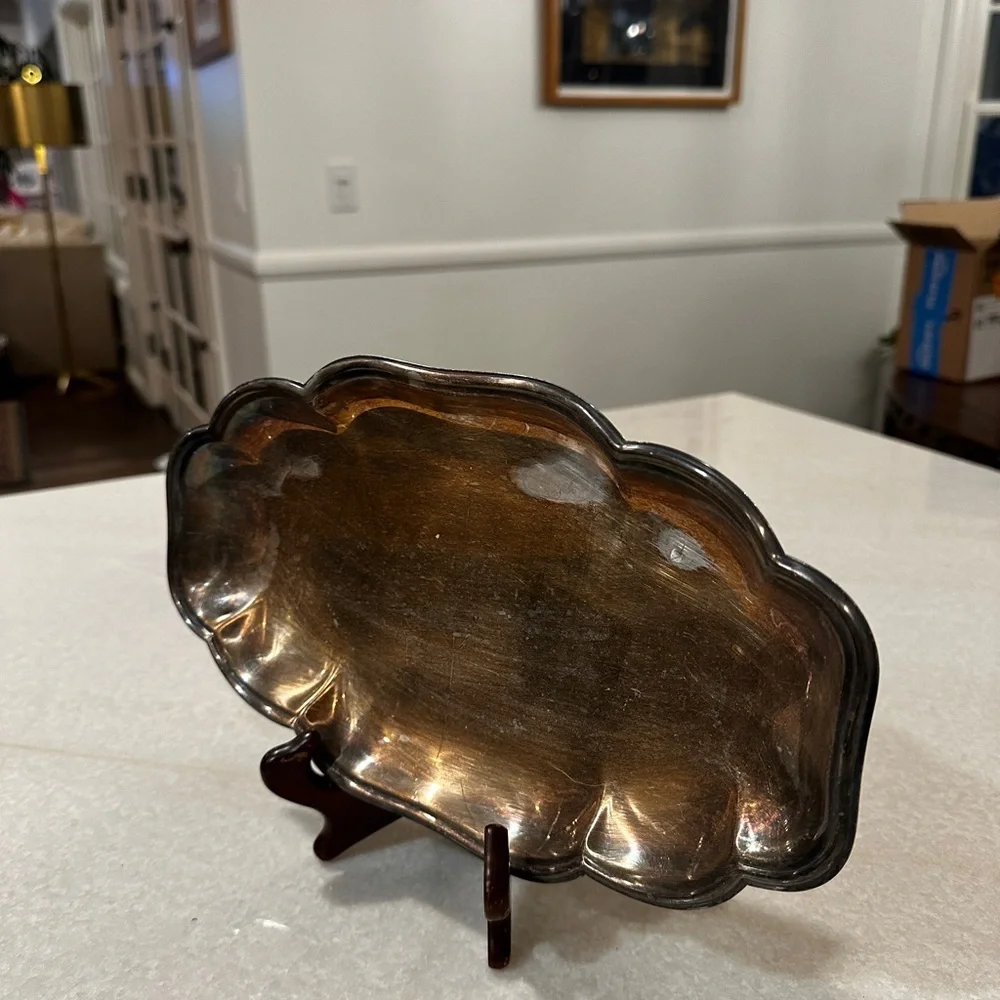 Set of two silverplate serving dishes